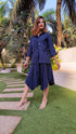 Navy Blue Shirt Dress With Waist Coat